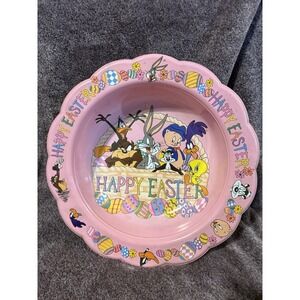 Looney Tunes Easter Candy Bowl Rare 1996 Warner Bros Bugs Bunny Road Runner Taz